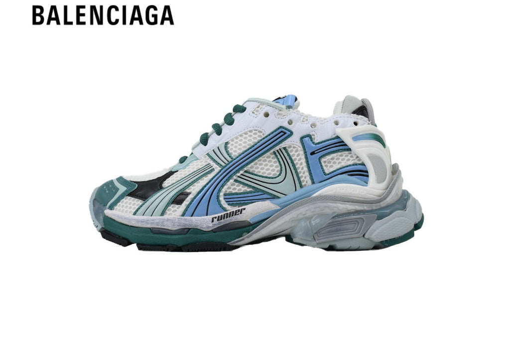 Balenciaga Runner Sneaker — White Mesh, Grey & Black Synthetic Overlays