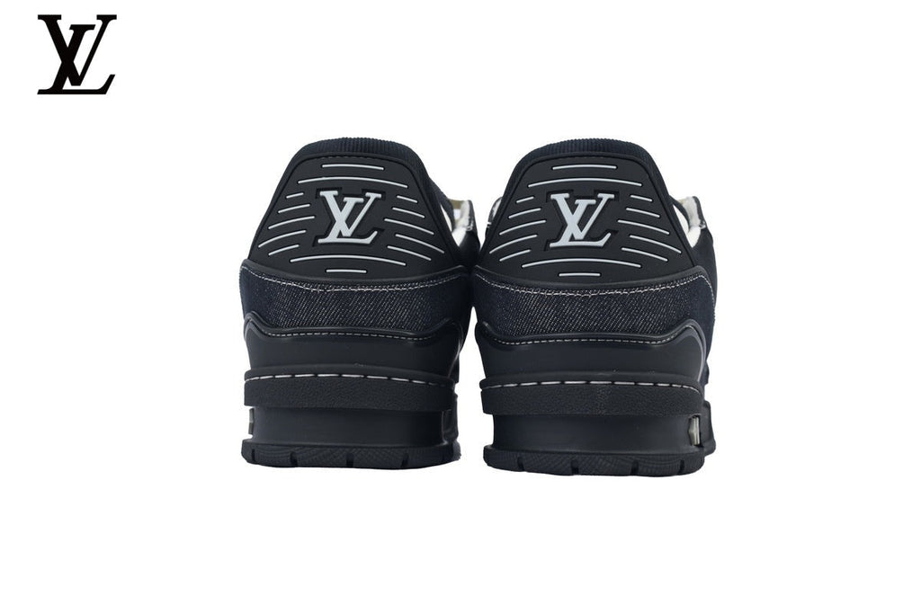 Louis Vuitton Trainer shoes for man  women Sneaker – Black Denim Monogram