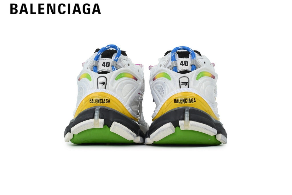 Balenciaga Runner Mid Sneaker — White Mesh & Multi-Color Synthetic Overlays