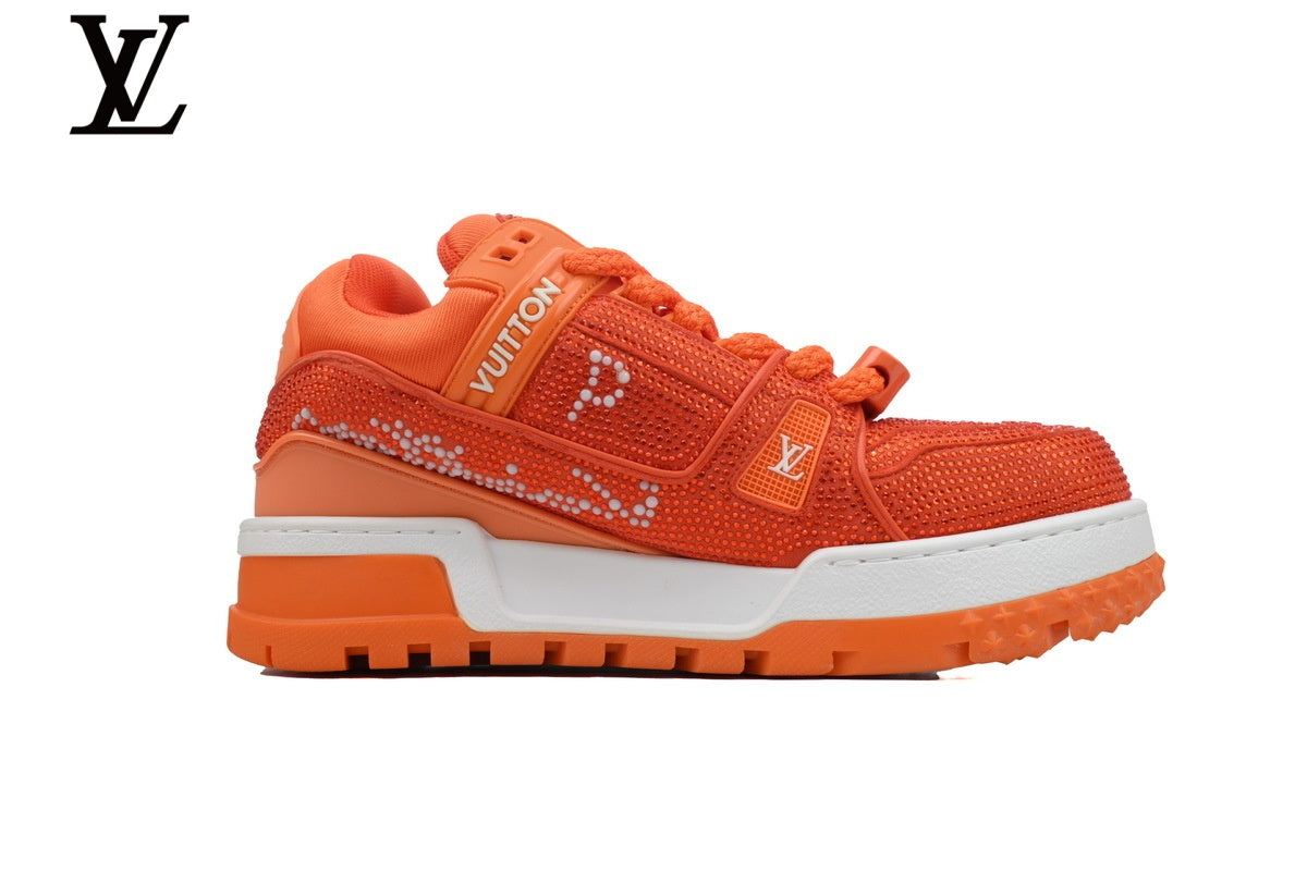 Louis Vuitton Trainer shoes for man  women Sneakers - Orange Rhinestone