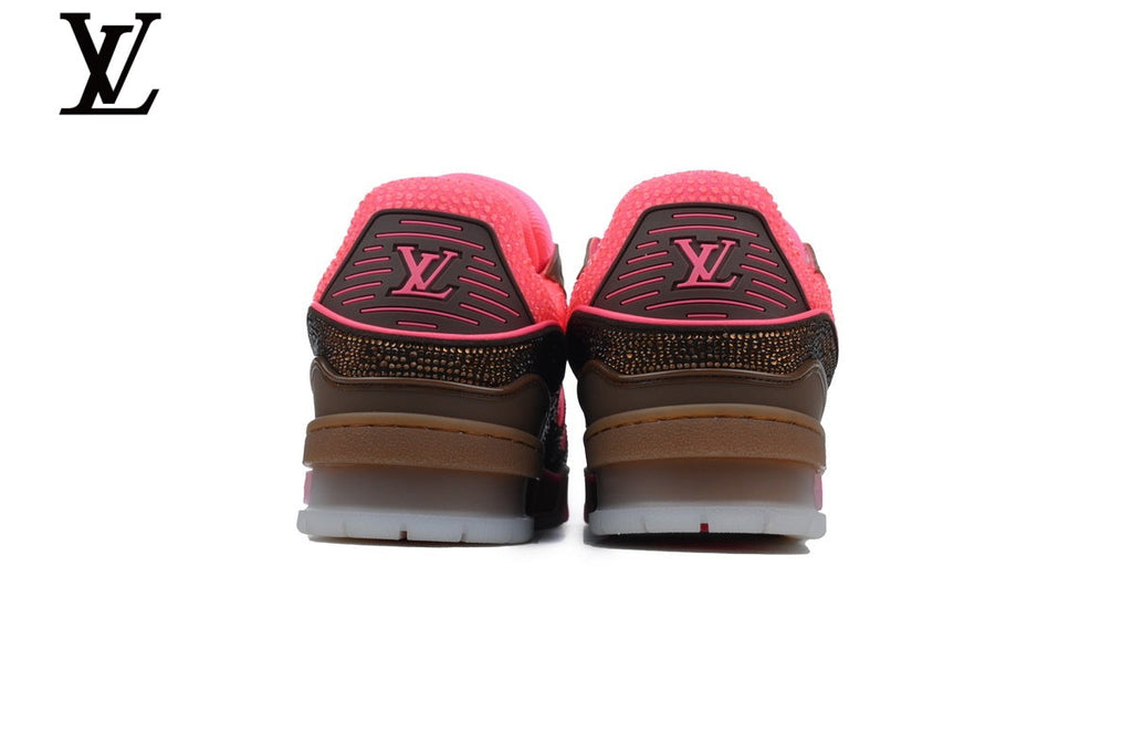 Louis Vuitton Trainer  shoes for man  women Sneaker – Pink & Brown Crystal