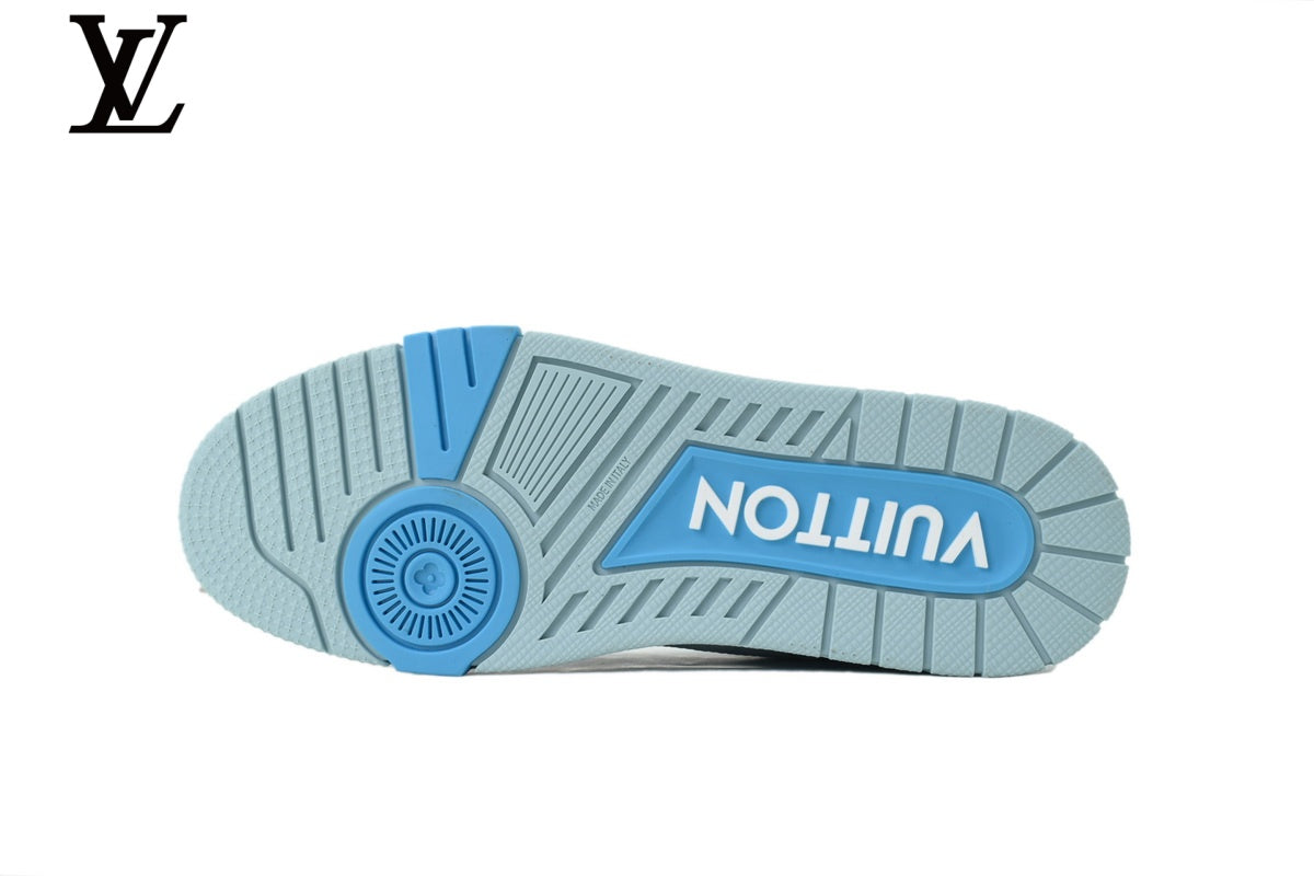 Louis Vuitton Trainer  shoes for man  women Sneaker – Light Blue Monogram