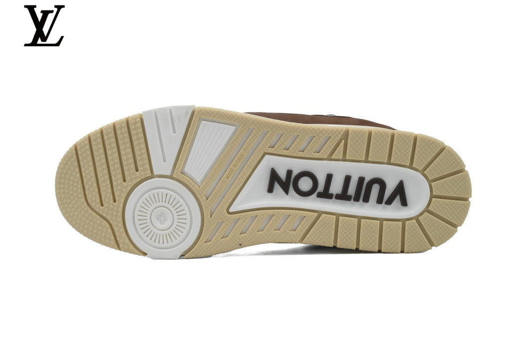 Louis Vuitton LV shoes for man  women Trainer Sneaker – Brown & White