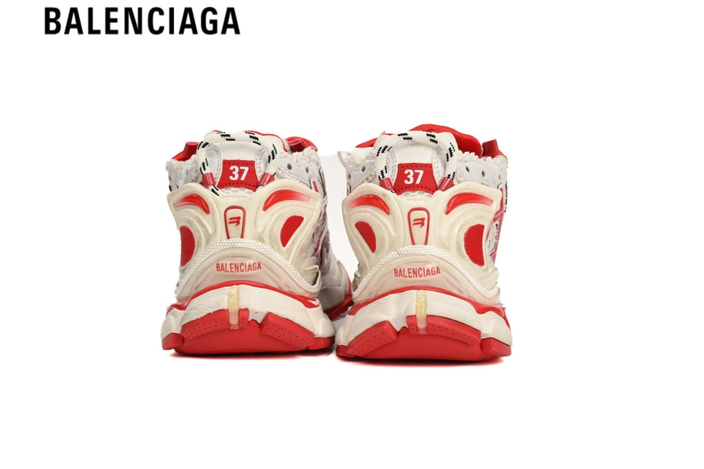 Balenciaga Runner Sneaker — White Mesh & Red Synthetic Overlays