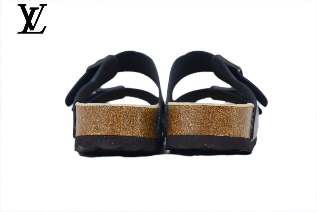 louis vuitton shoes for man  women Birkenstock Arizona Double Strap Slide Sandal – Navy Smooth Leather