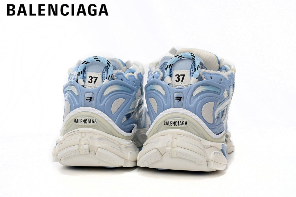 Balenciaga Runner men's shoes  women sneakers — Light Blue / White