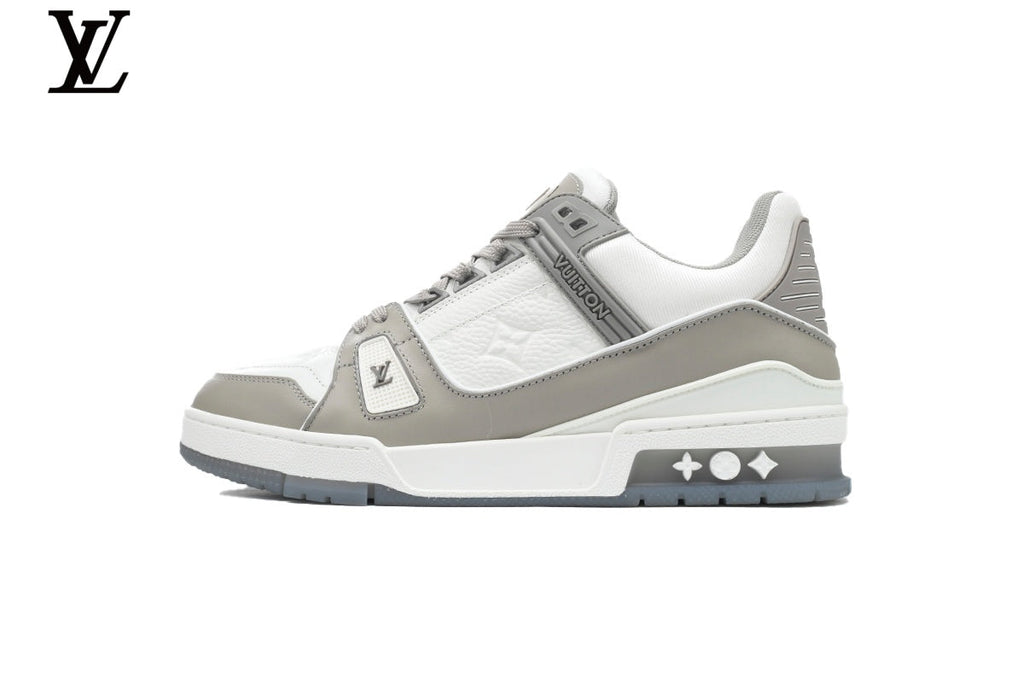Louis Vuitton LV shoes for man  women Trainer Sneaker – Grey & White