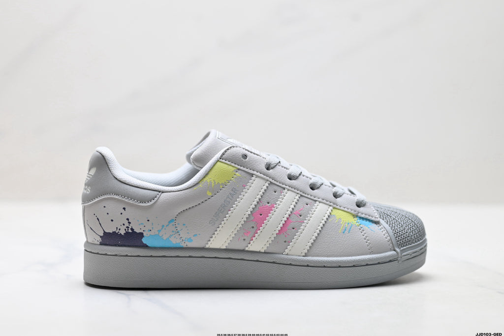 adidas Originals Superstar — Light Gray Multicolor Paint Splash | Shell Toe