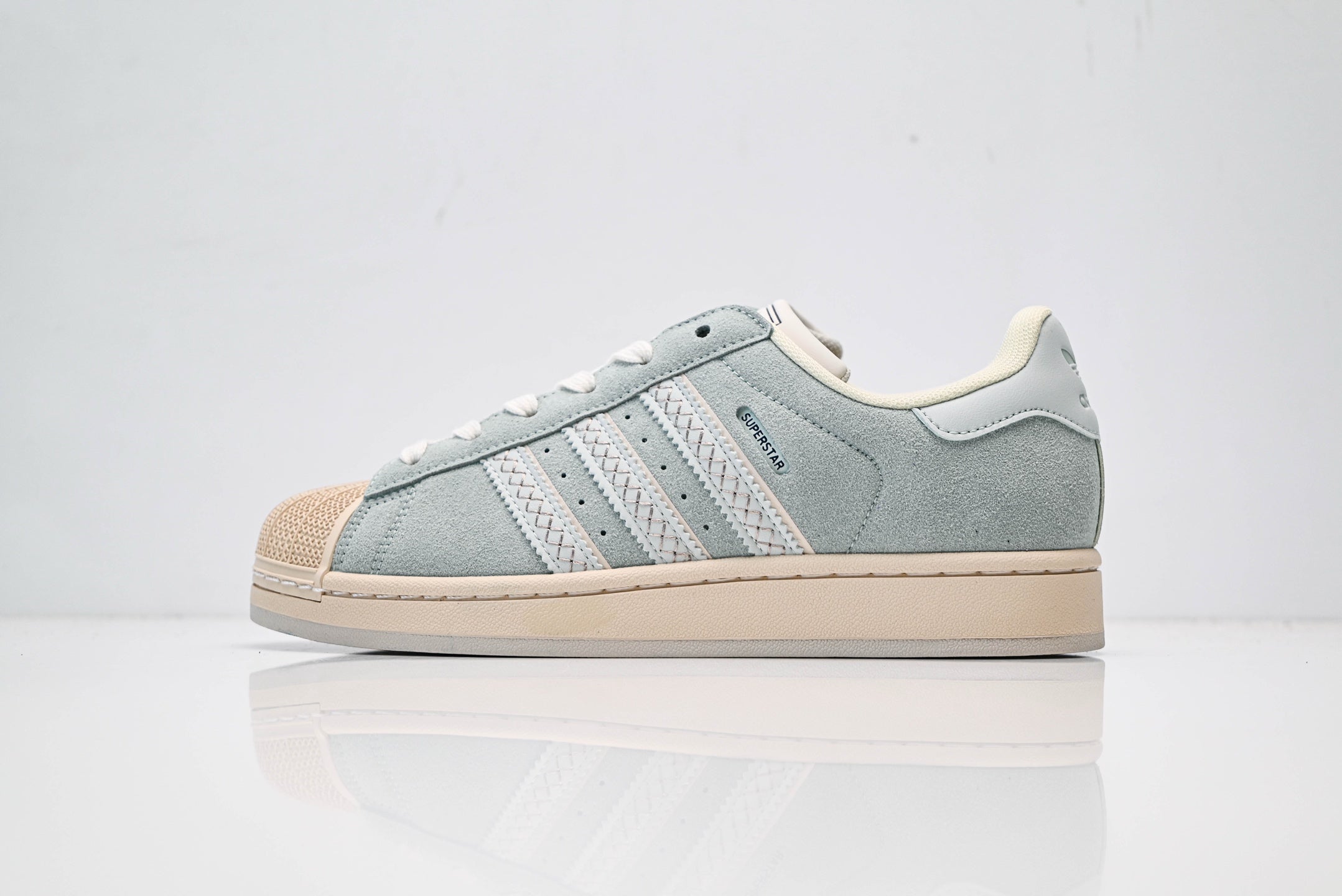 adidas Originals Superstar – Mint Green Suede Upper with Beige Shell Toe