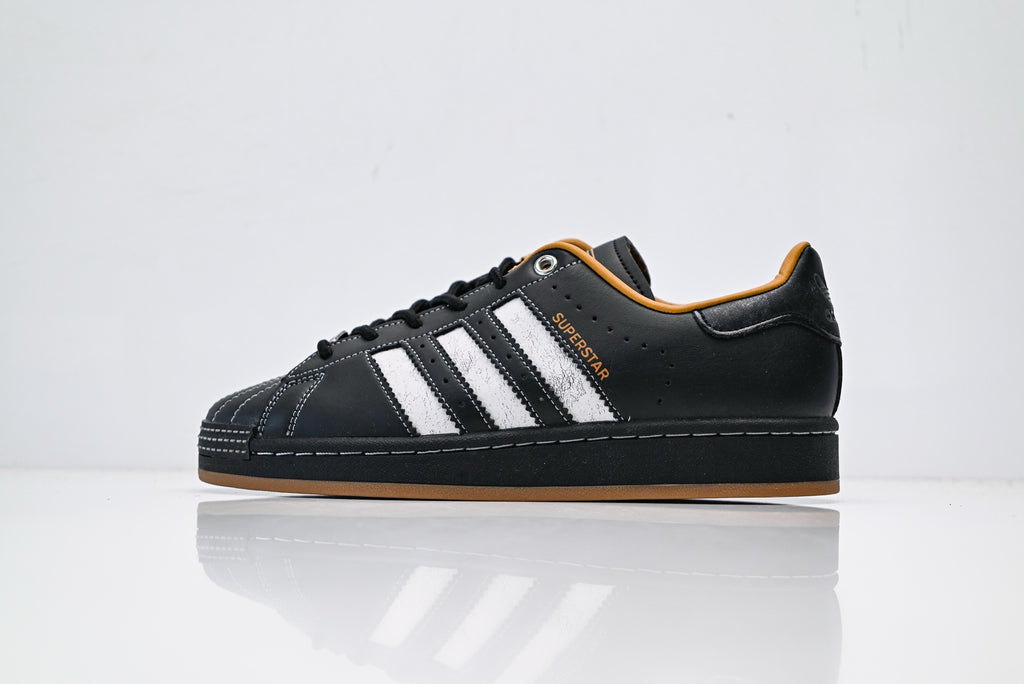 adidas Originals Superstar – Black & White with Tan Accents & Gum Brown Shell Toe