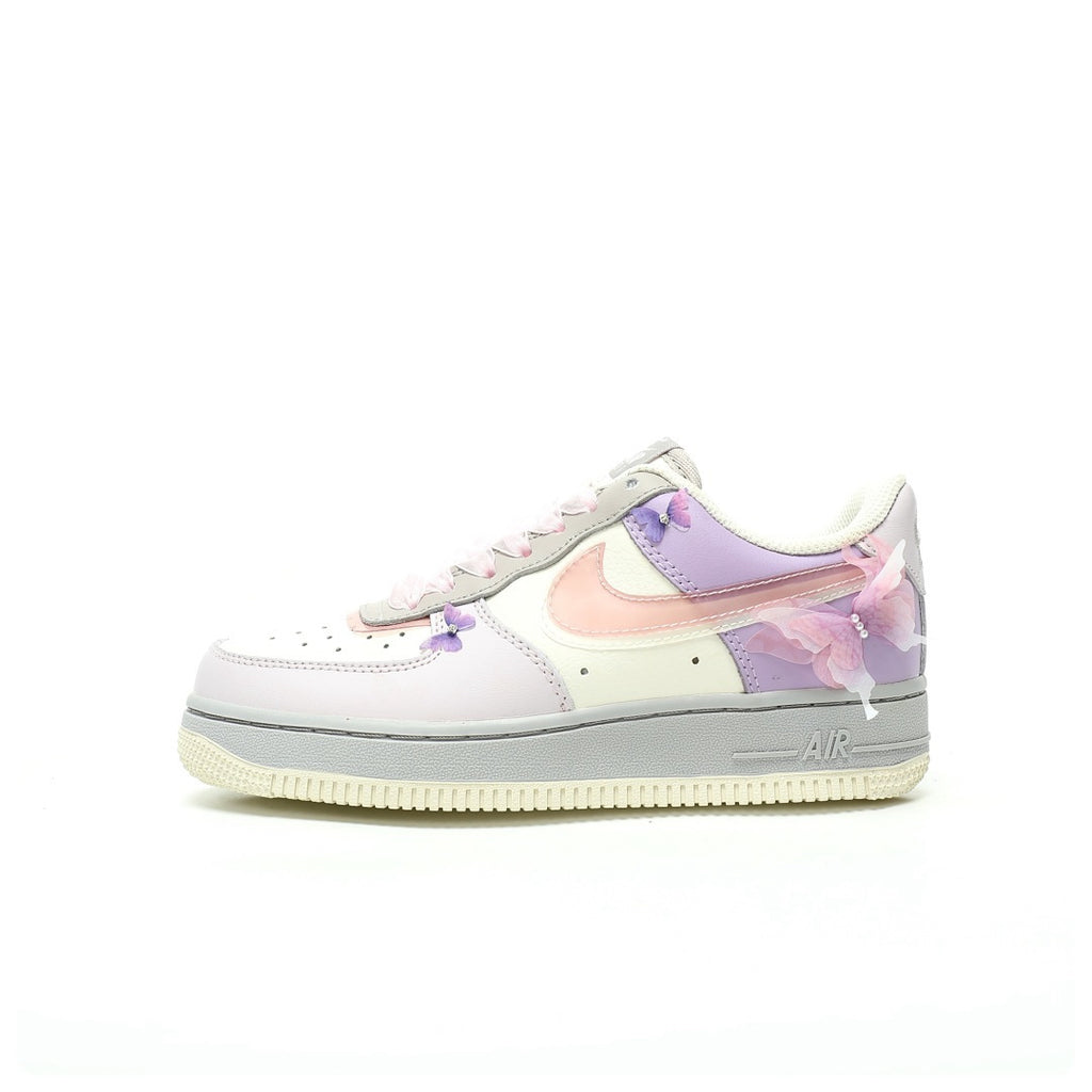 Nike Air Force 1 '07 Low – Pink & Purple Butterfly Custom | Women's Sneakers
