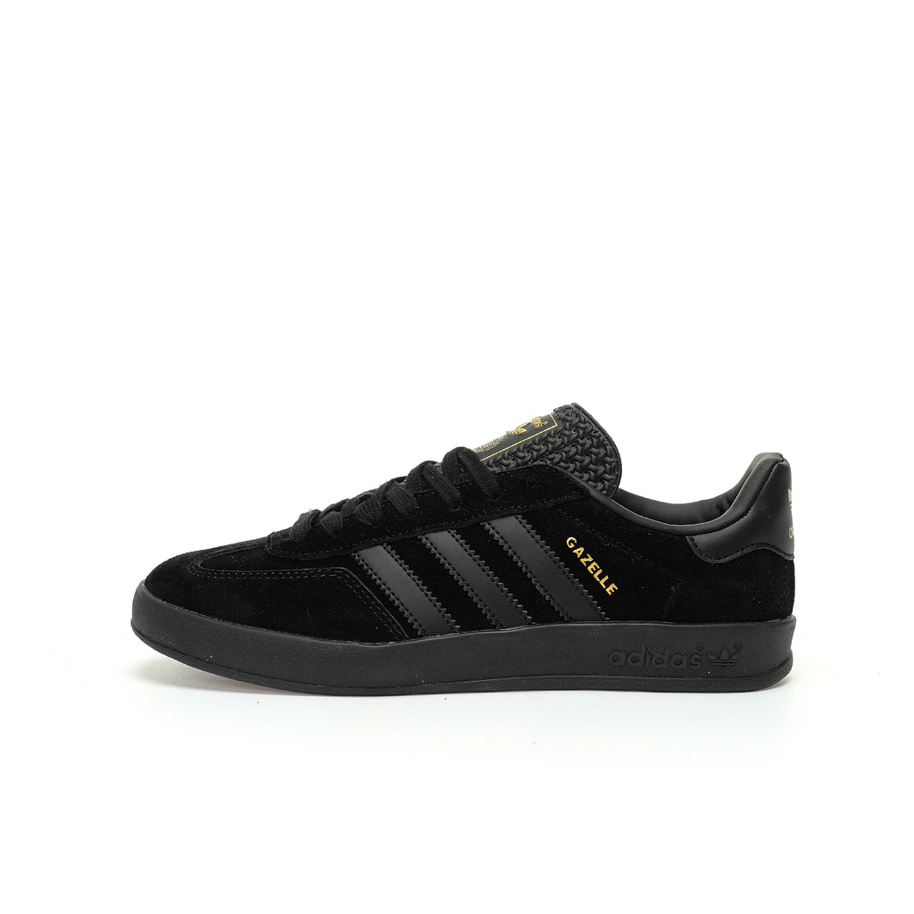 Adidas Originals Gazelle Indoor – All-Black / Gold Logo Suede Low-Top Sneakers