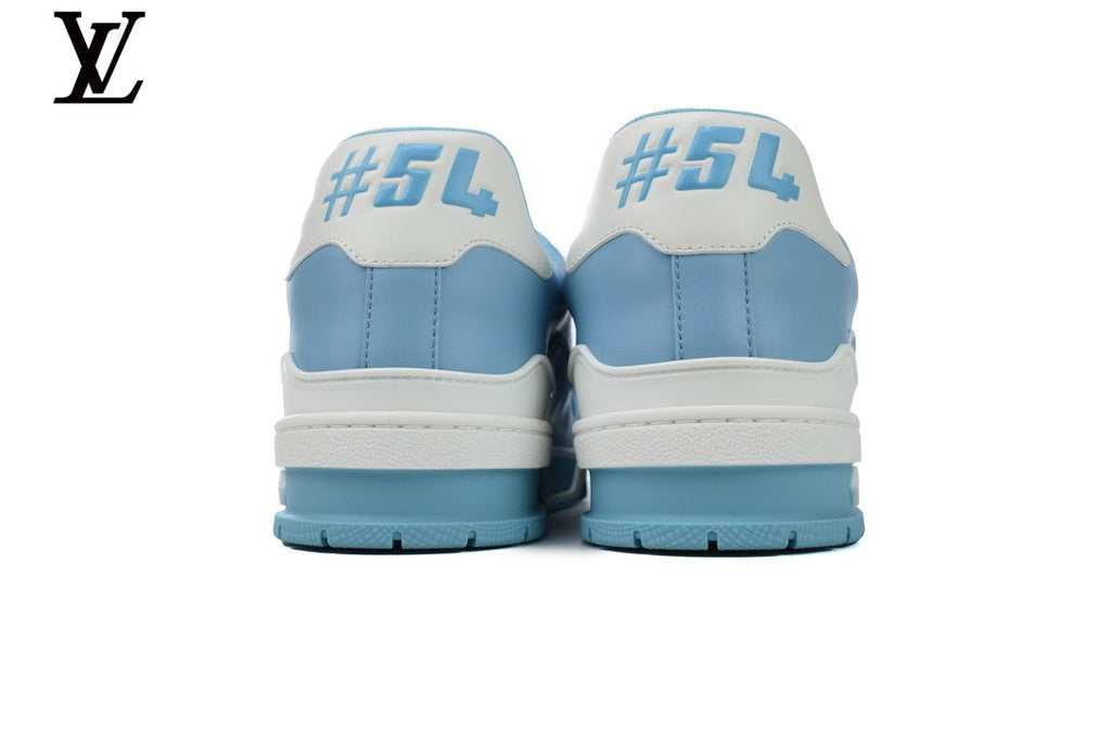Louis Vuitton LV shoes for man  women Trainer Sneaker – Light Blue & White