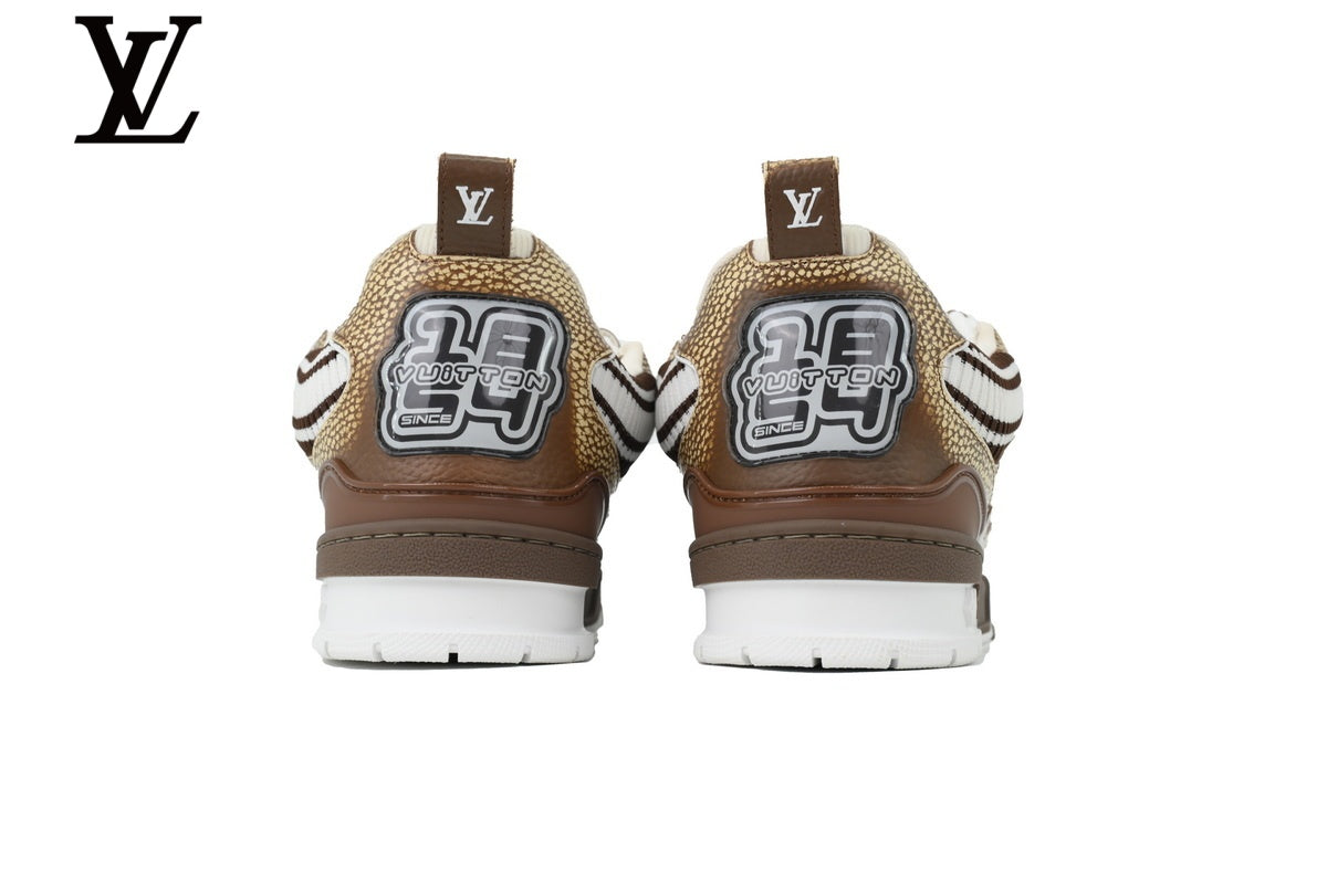 Louis Vuitton shoes for man  women Skate Sneakers – Brown Snake Print