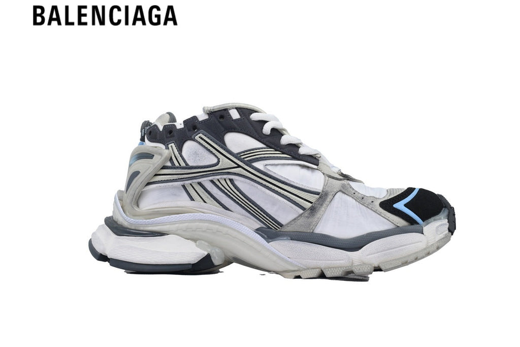 Balenciaga Runner Sneaker — White Mesh, Black & Beige Synthetic Overlays