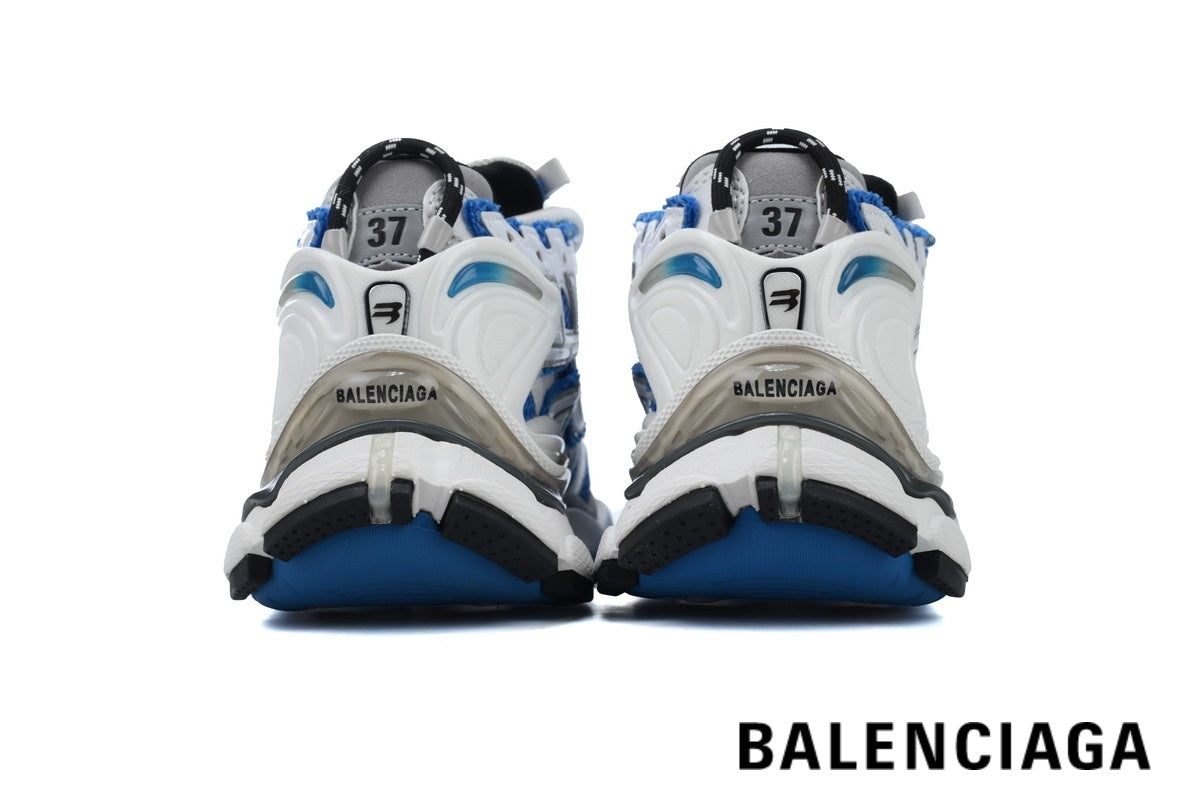 Balenciaga Runner men's shoes  women sneakers – White & Blue