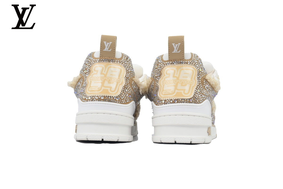 Louis Vuitton shoes for man  women Skate Sneaker – Beige Plush & Crystal