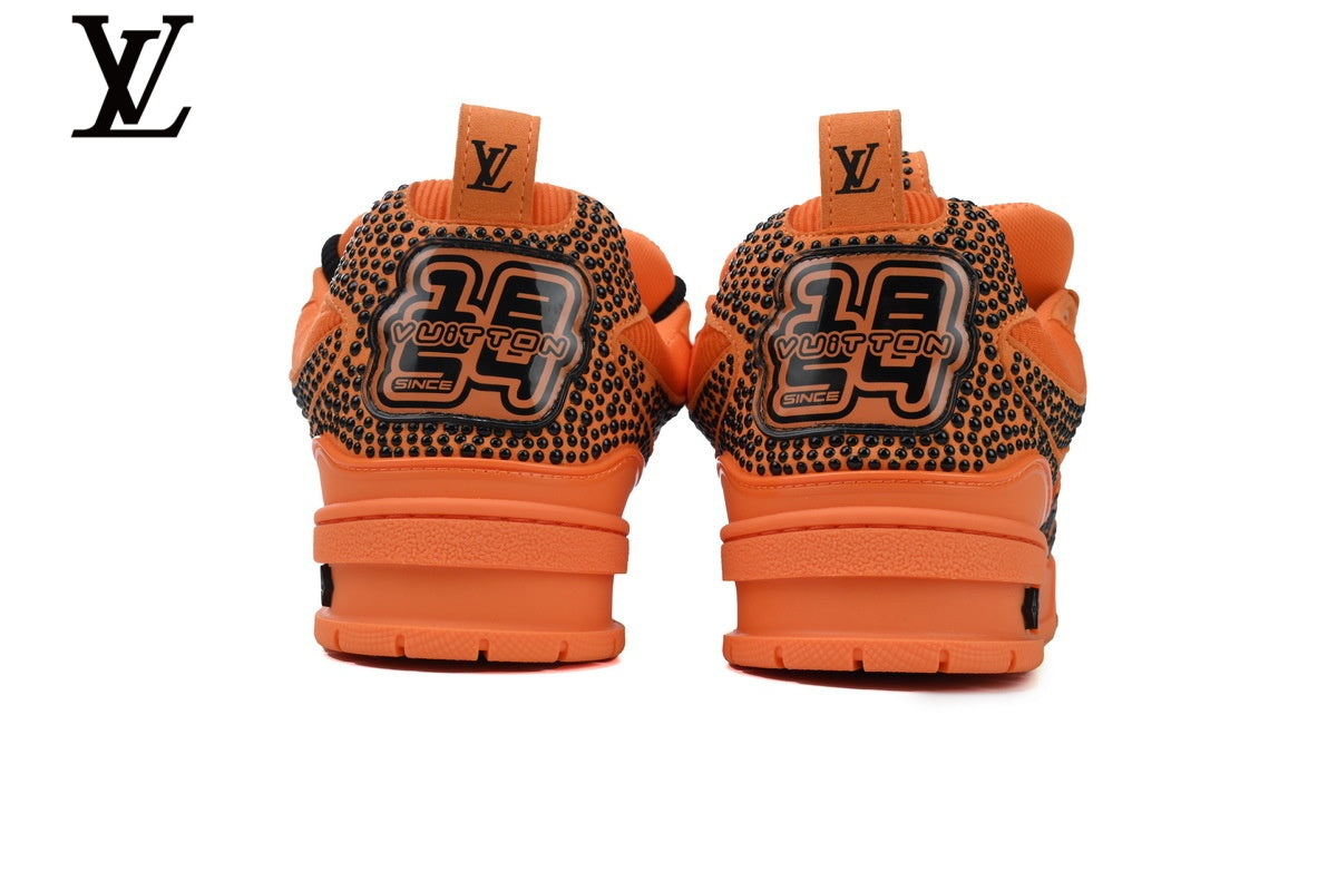 Louis Vuitton Skate shoes for man  women Sneaker – Orange Rhinestone