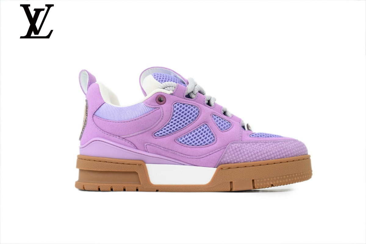 Louis Vuitton Trainer  shoes for man  women Sneaker – Purple Suede & Mesh with White & Gum Sole