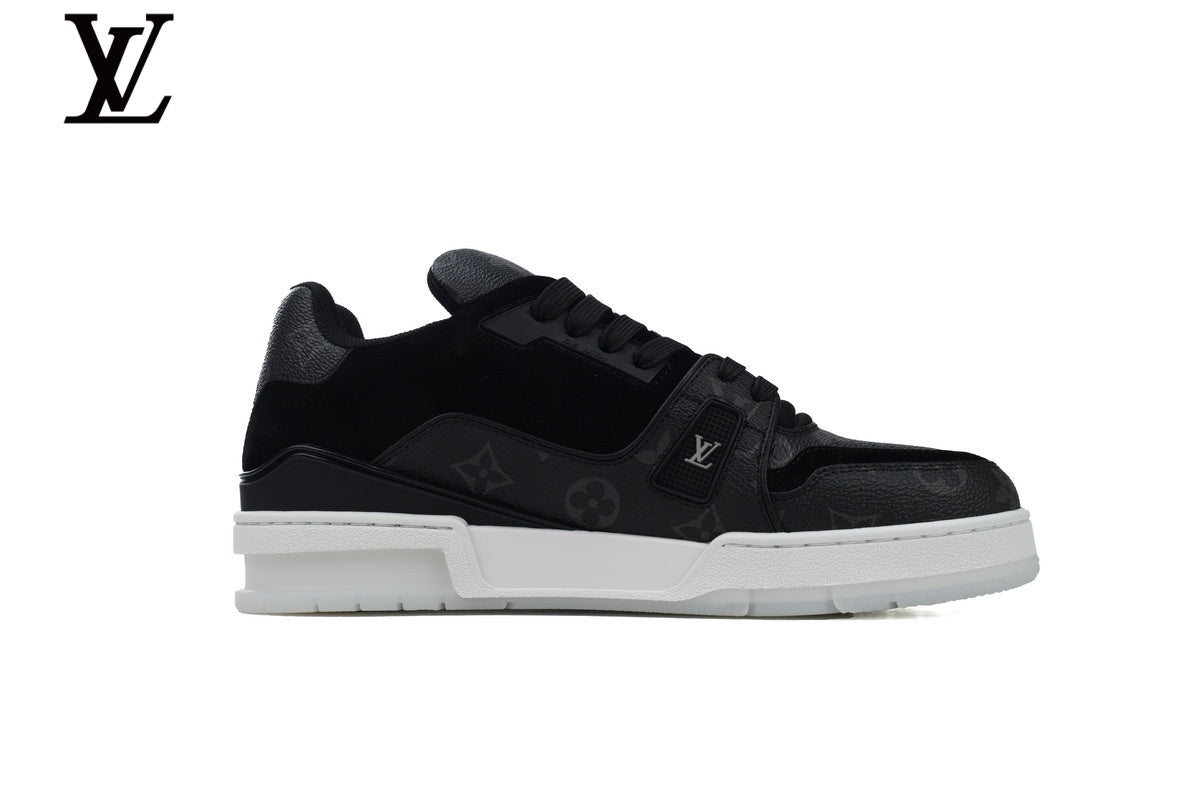 Louis Vuitton Trainer shoes for man  women Sneaker – Black Monogram