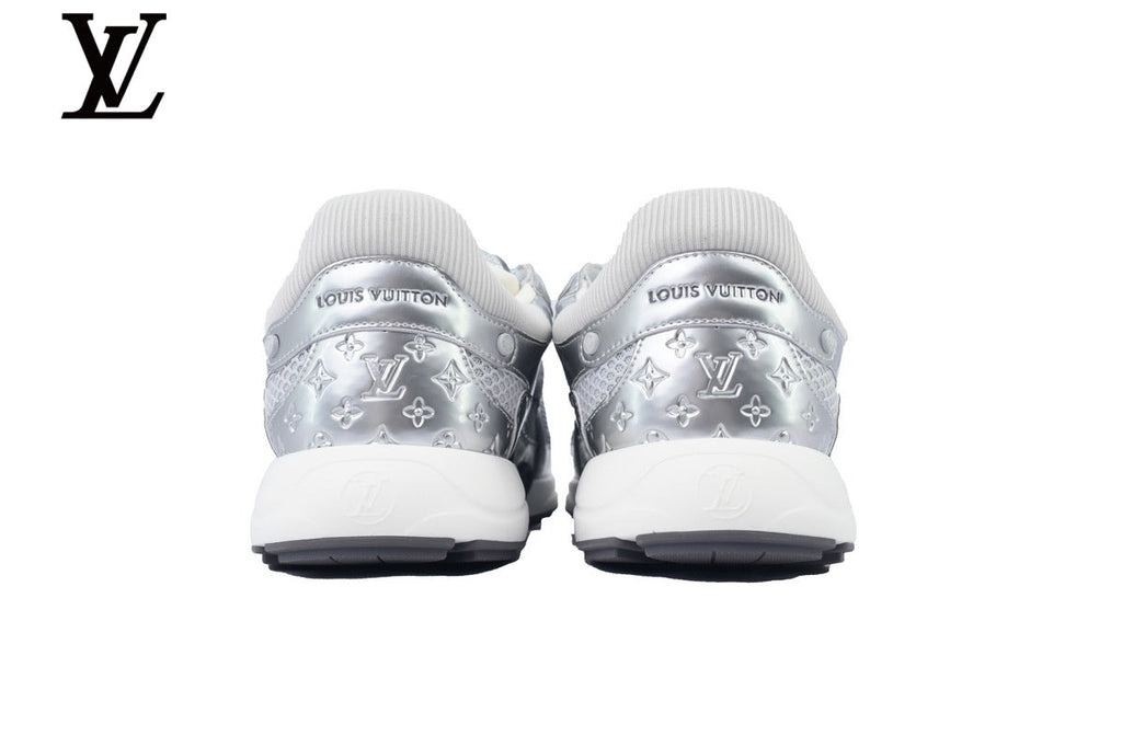 Louis Vuitton Low Top Sneaker – Silver Metallic Leather & Mesh with White Midsole