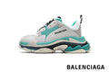 Balenciaga Triple S men's shoes  women sneakers – White & Turquoise