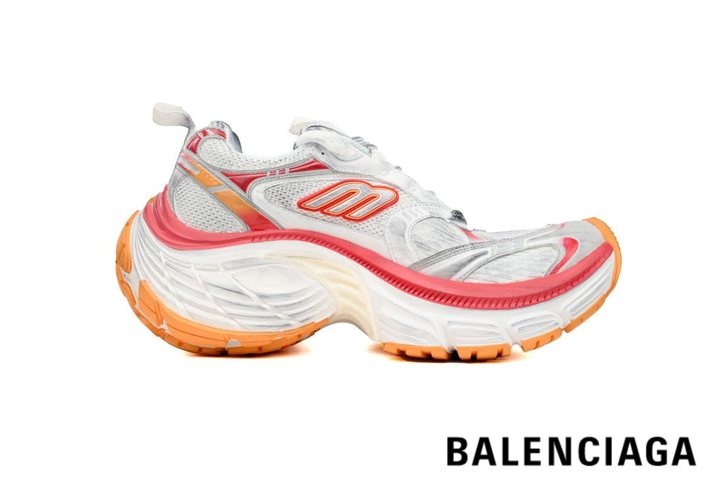 Balenciaga Runner men's shoes  women sneakers – White, Red & Orange