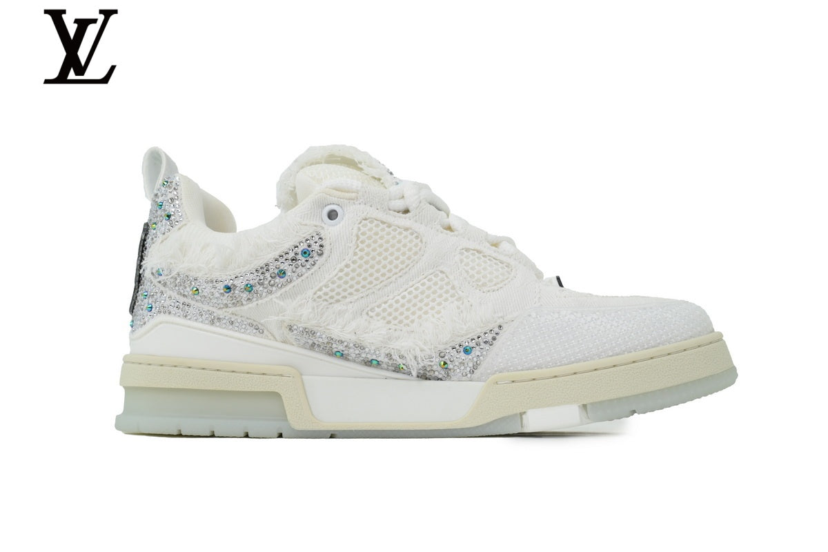 Louis Vuitton Skate shoes for man  women Sneaker – White Fringe & Rhinestone