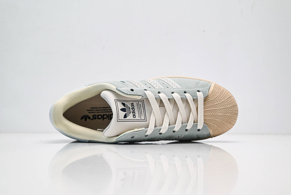 adidas Originals Superstar – Mint Green Suede Upper with Beige Shell Toe