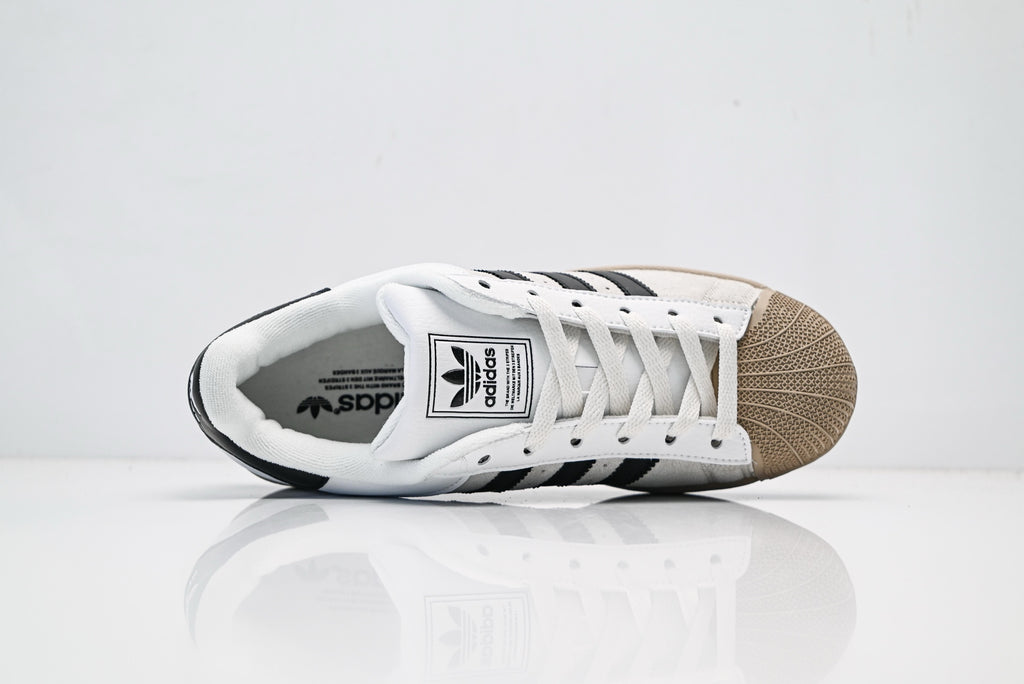 adidas Originals Superstar — White Grey Suede Mix & Black Beige | Shell Toe