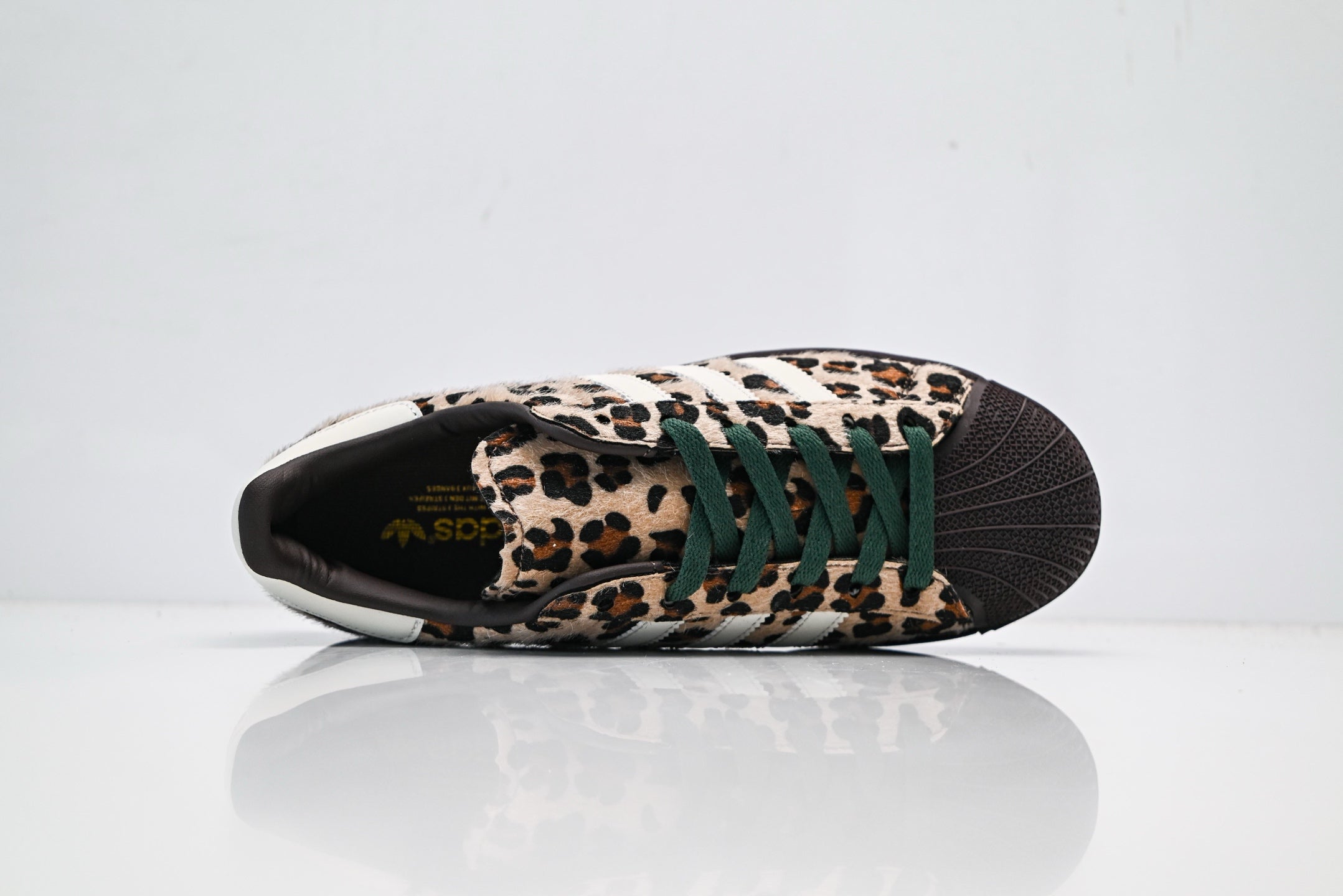 adidas Originals Superstar – Leopard Print Faux Fur with White 3-Stripes & Dark Brown Shell Toe