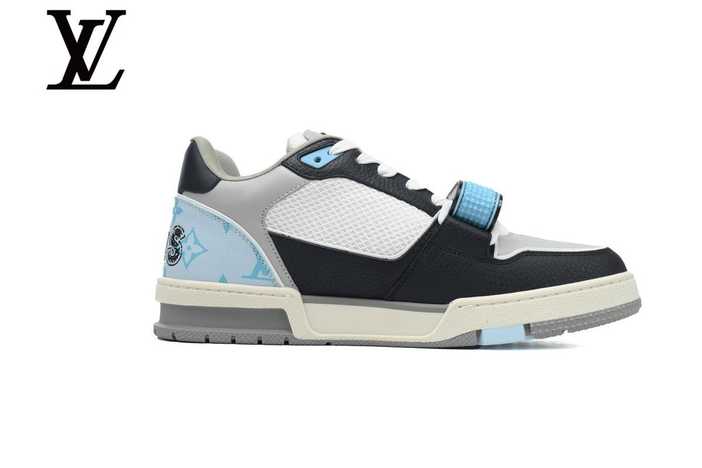 Louis Vuitton Trainer Sneakers - White, Black and Light Blue