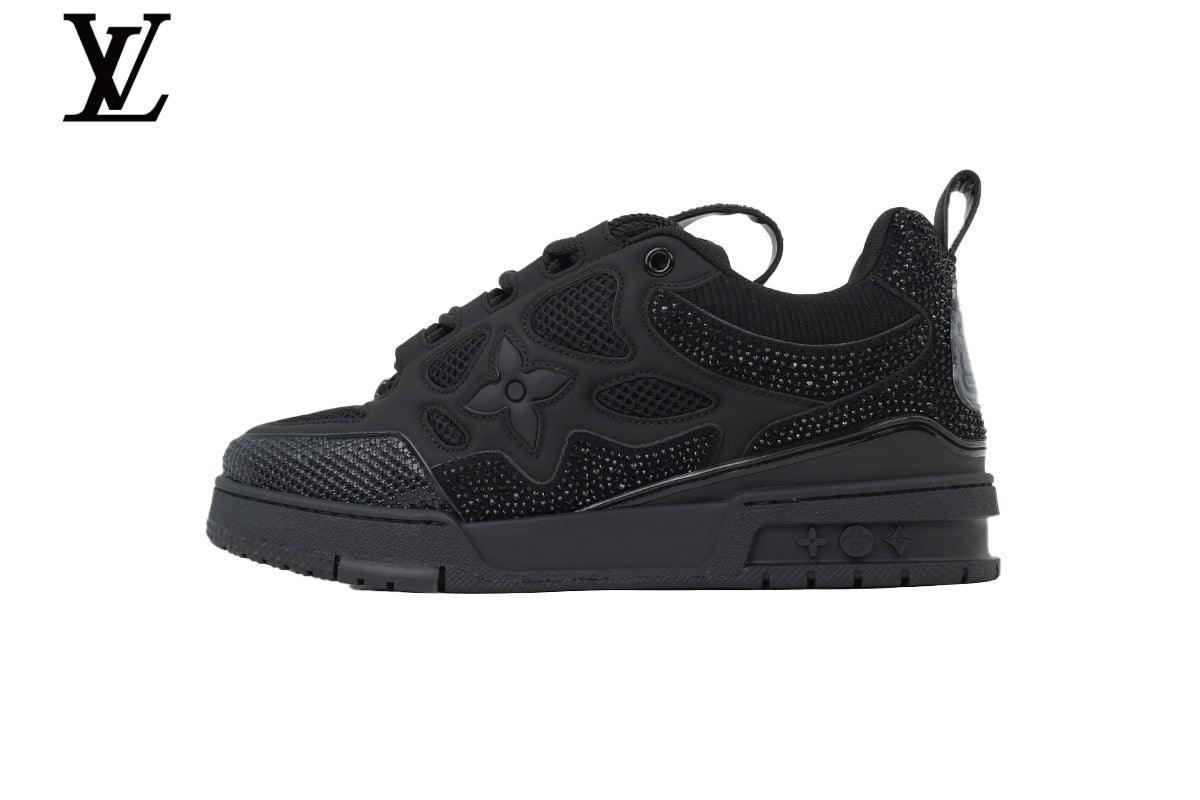Louis Vuitton  shoes for man  women Skate Sneaker – Black Rhinestone