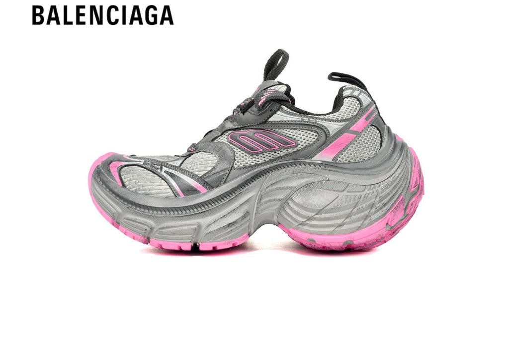 Balenciaga Cargo men's shoes  women sneakers— Grey Mesh & Pink Distressed Overlays
