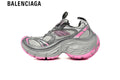 Balenciaga Cargo men's shoes  women sneakers— Grey Mesh & Pink Distressed Overlays