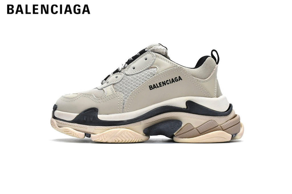 Balenciaga Triple S men's shoes  women sneakers — Beige / Black