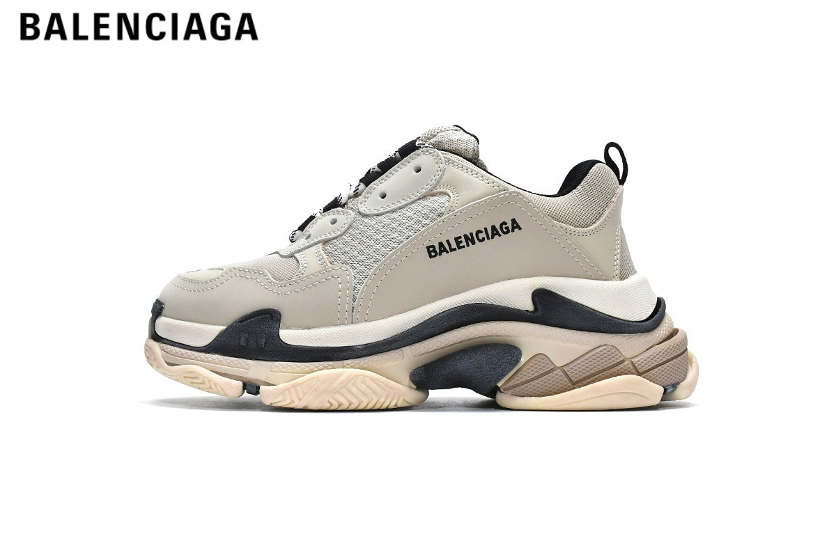 Balenciaga Triple S men's shoes  women sneakers — Beige / Black