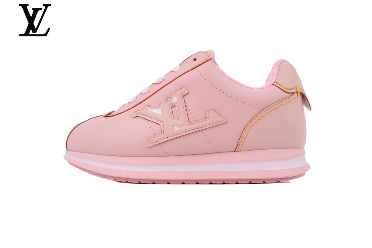 Louis Vuitton Low Top Sneaker in Pink Smooth Leather with Tone-on-Tone Logo