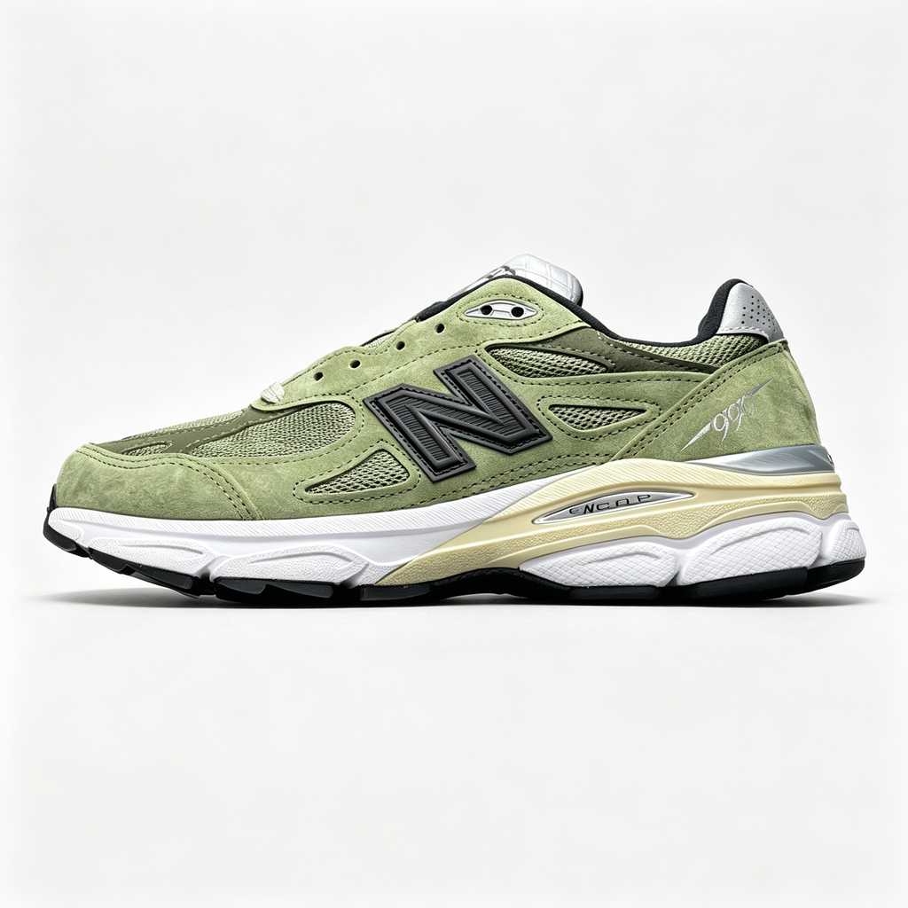 JJJJound x New Balance 990v3 Sneakers — Olive / Black