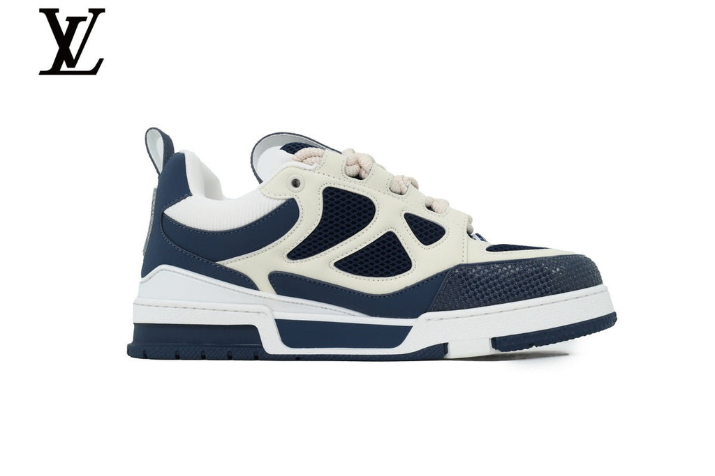 Louis Vuitton Trainer  shoes for man  women Sneaker – Navy Blue & Off-White Mesh & Leather