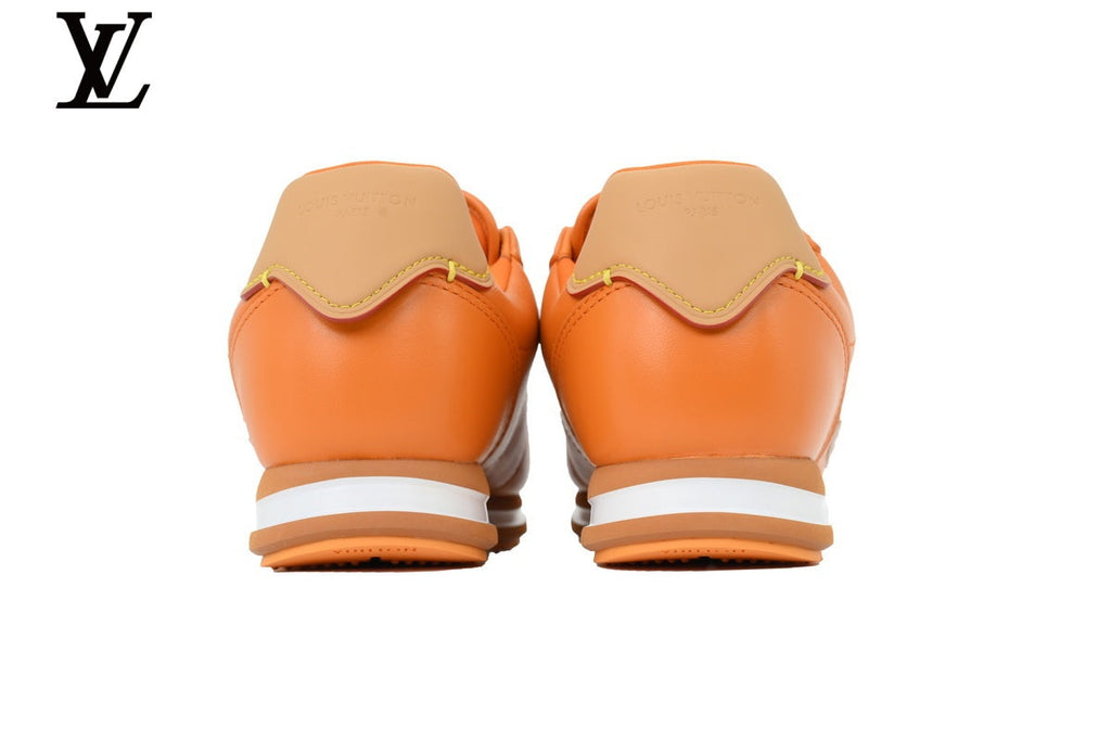 Louis Vuitton Low Top Sneaker in Orange Smooth Leather with White Outline Logo