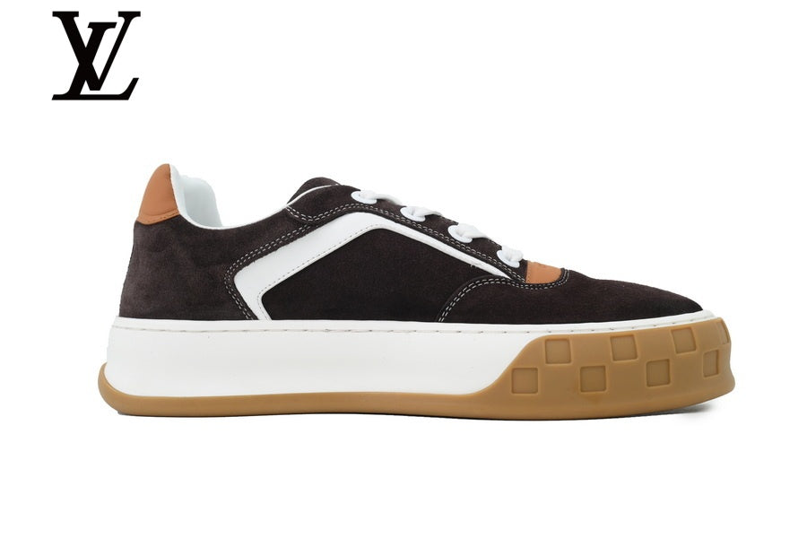 louis vuitton shoes for man  women Dark Brown Suede-Look Skate Sneakers | Sizes 35–46