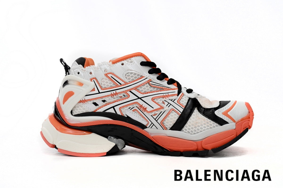 Balenciaga Runner men's shoes  women sneakers – White, Black & Orange