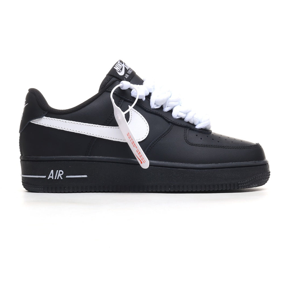 Nike Air Force 1 '07 Low 'Black / White' – Custom Thick Cream Rope Laces Edition