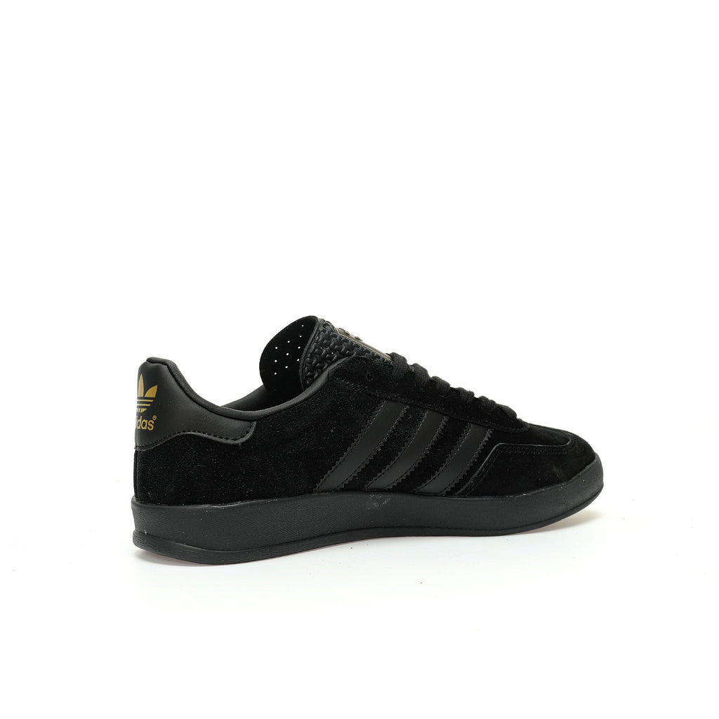 Adidas Originals Gazelle Indoor – All-Black / Gold Logo Suede Low-Top Sneakers