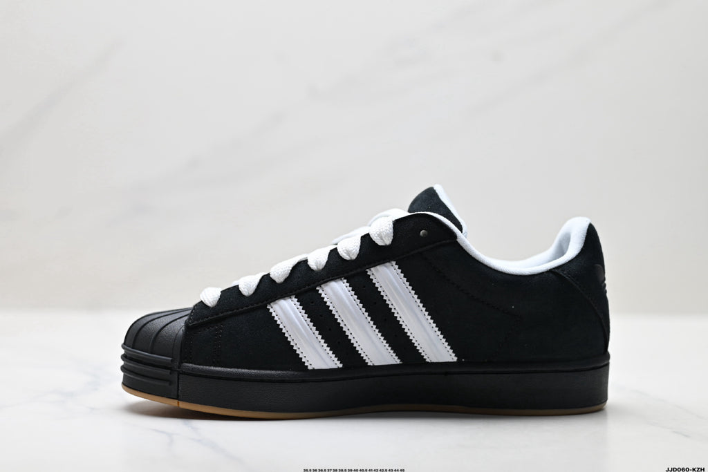 adidas Originals Superstar — Black Suede & White | Gum Shell Toe