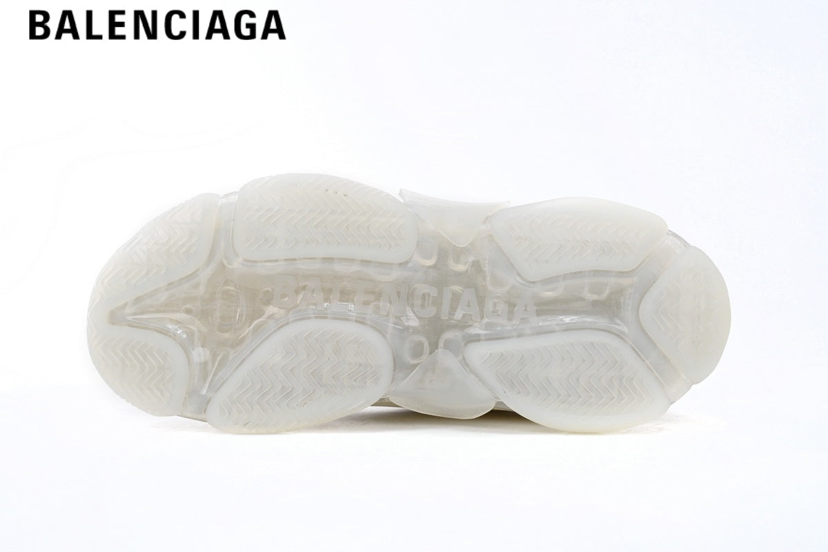 Balenciaga Triple S men's shoes  women sneakers — White, Clear Sole