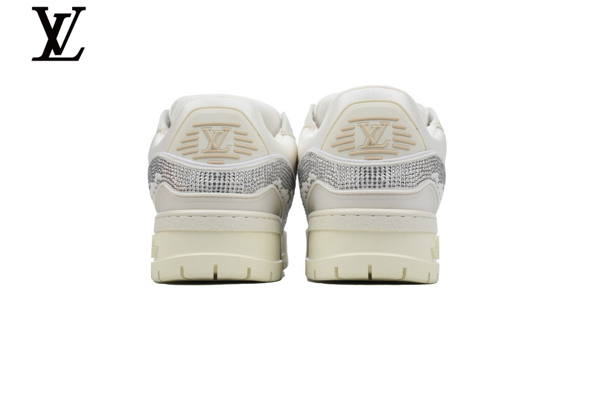 Louis Vuitton Trainer shoes for man  women Sneakers - White Crystal-Style Rhinestone