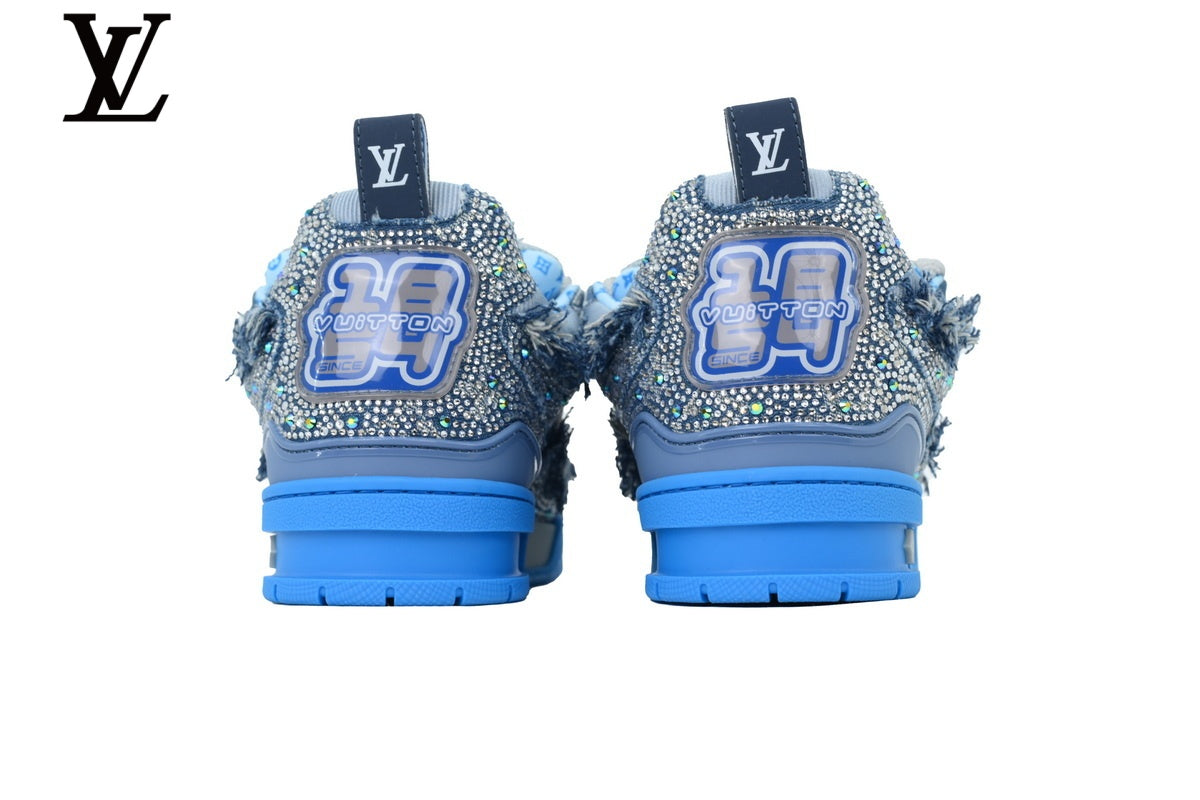 Louis Vuitton  shoes for man  women Skate Sneaker – Blue Denim & Rhinestone