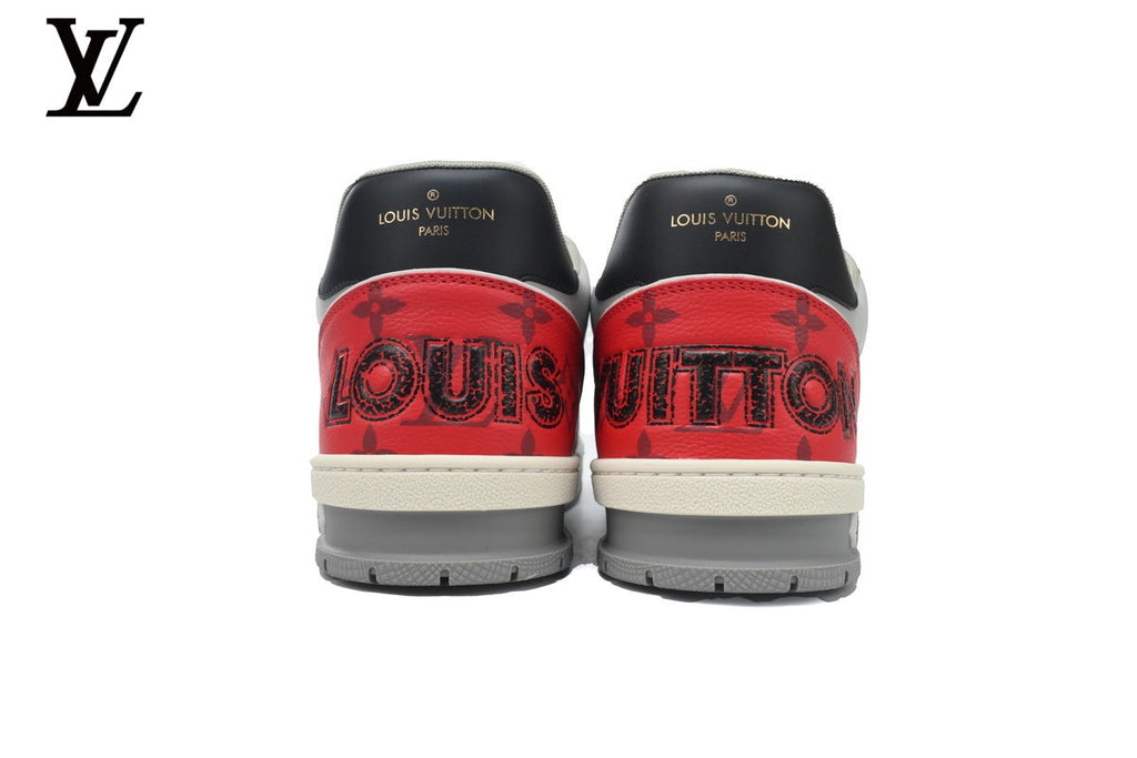 Louis Vuitton Trainer  shoes for man  women Sneaker – Black, White & Red Mesh